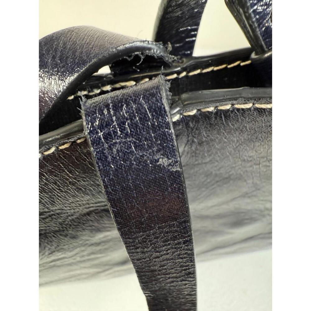 GANNI Navy Patent Banner Medium Tote with Leather Crack and Stain - Picture 7 of 11